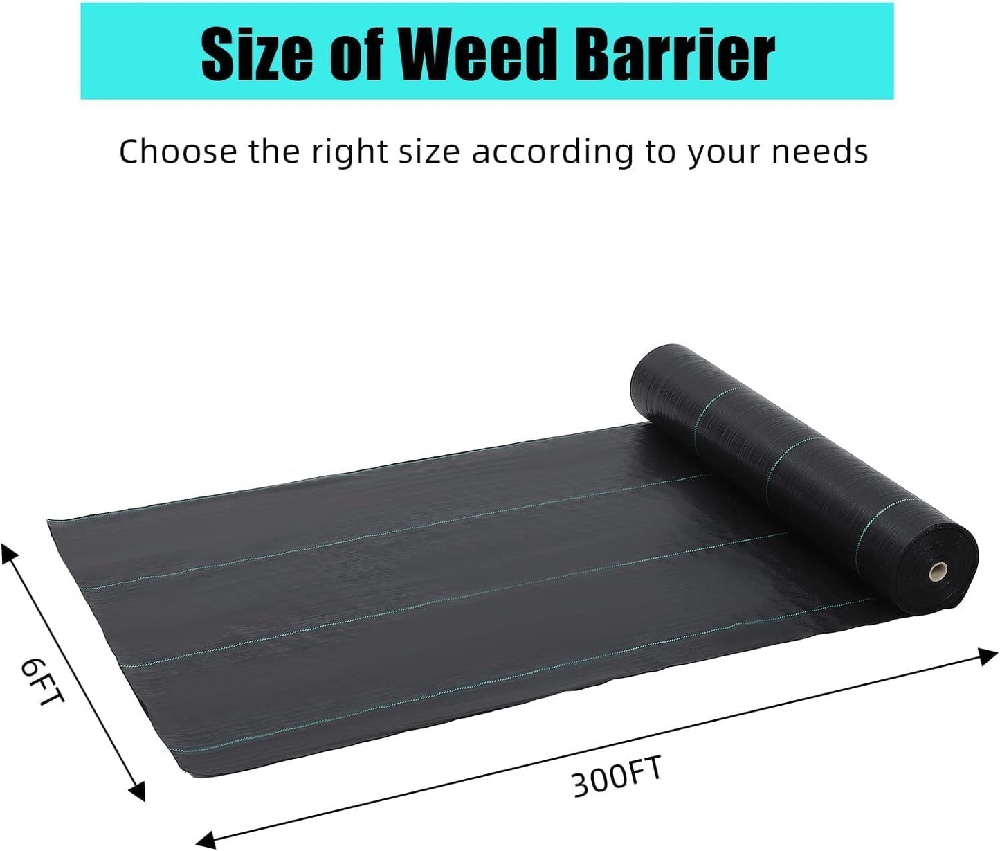 6ft X 300ft Weed Barrier Landscape Fabric Heavy Duty, Towallmark Premium 3.2oz Ground Cover Weed Block Gardening Mat, Easy Setup & Superior Weed Control, Perfect for Erosion Control, Weed Barrier
