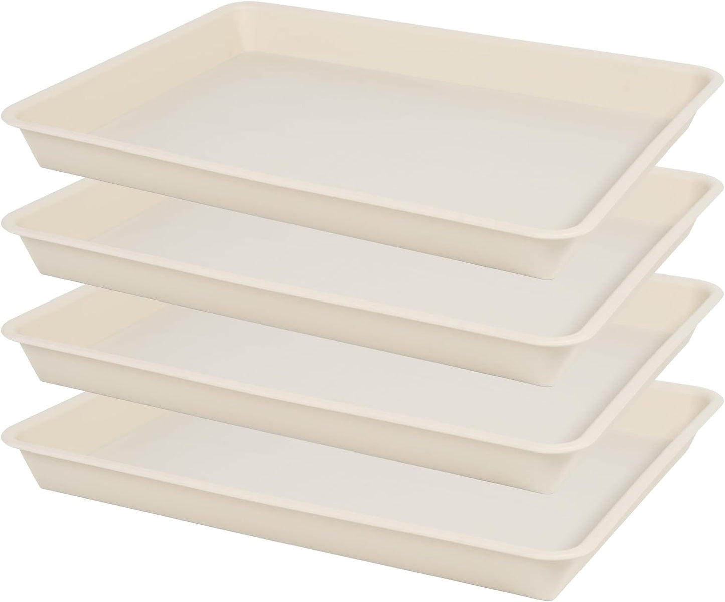 Rectangle Plant Tray, Plant Drip Tray, Plant Pot Saucers, Plant Germination Trays, Plant Saucers, 14.5'' x 11'' x 1.5'' (4 pack), Beige