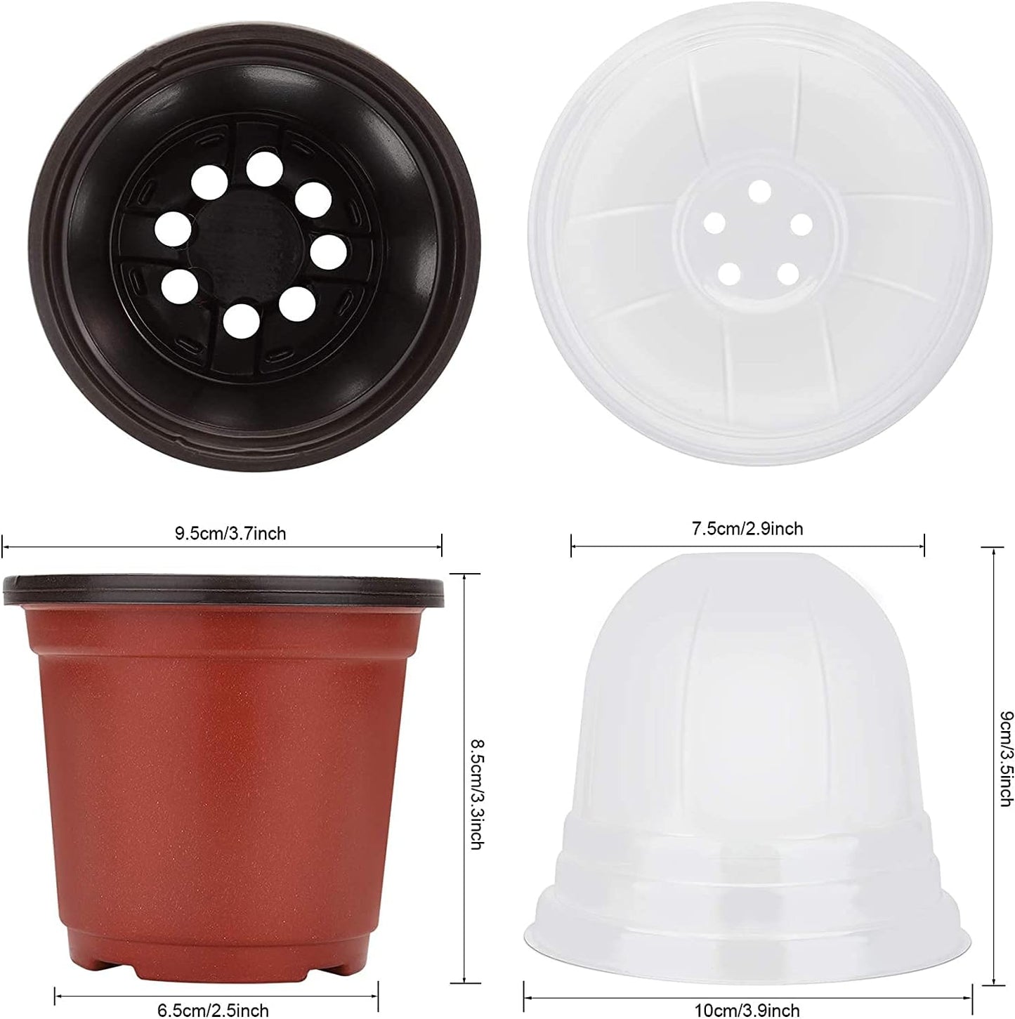 MIXC Plant Nursery Pots with Humidity Dome 4" Soft Transparent Plastic Gardening Pot Planting Containers Cups Planter Small Starter Seed Starting Trays for Seedling with 10pcs Plant Labels，30 Sets