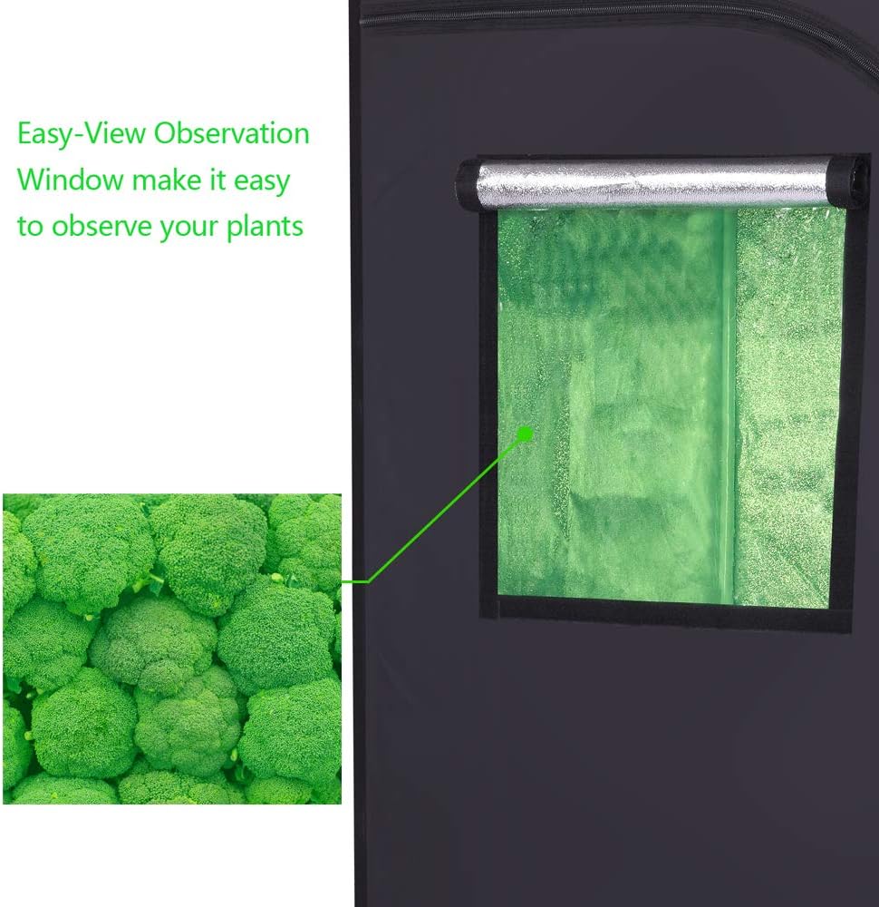 36"x36"x72" Mylar Hydroponic Grow Tent with Window for Indoor Plant Growing 3'x3'x6'