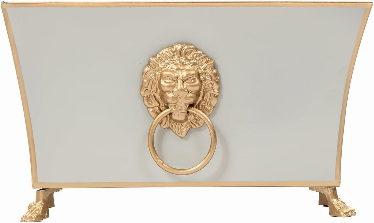 Jaye's Studio Paws and Claws Regency Fluted Rectangular Cachepot, Taupe Metal Planter for Indoor Plants, Rectangle Flower Plant Pot, Wedding Decor Centerpiece Planter, 12 Inch