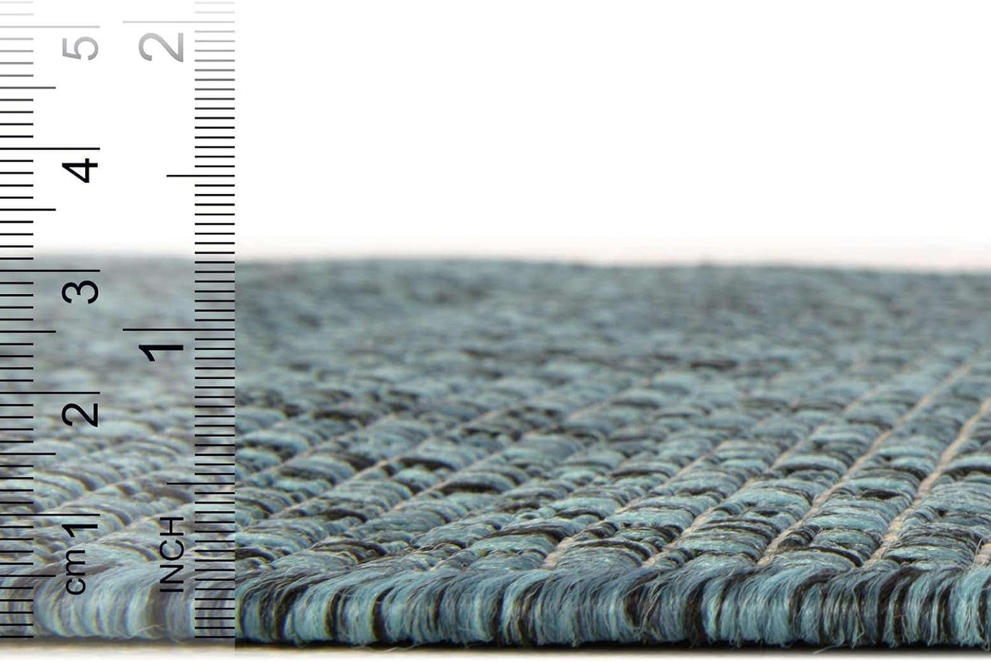 Unique Loom Collection Casual Transitional Solid Heathered Indoor/Outdoor Flatweave Area Rug (13' Round, Teal/Navy Blue)