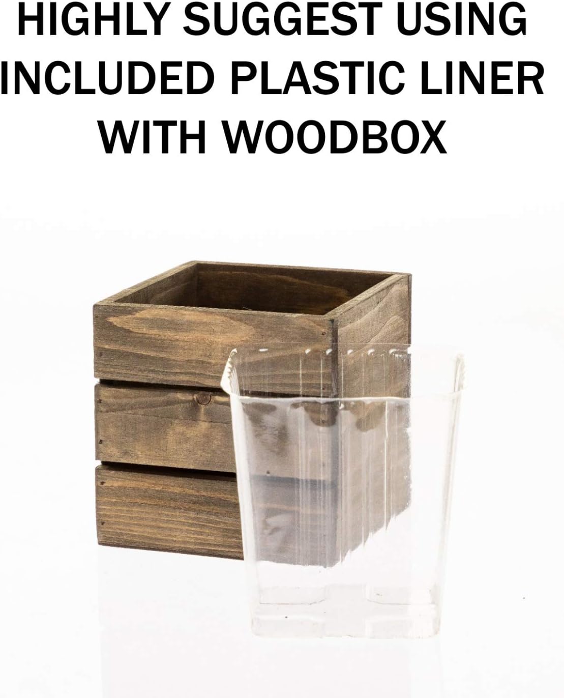 Wooden Planter Box, Rustic Barn Whitewash with Plastic Liner l Garden Decor l Restaurant and Wedding Decorations l Wedding Bouquets, Table Centerpiece (6x6 Set of 2, Whitewash)