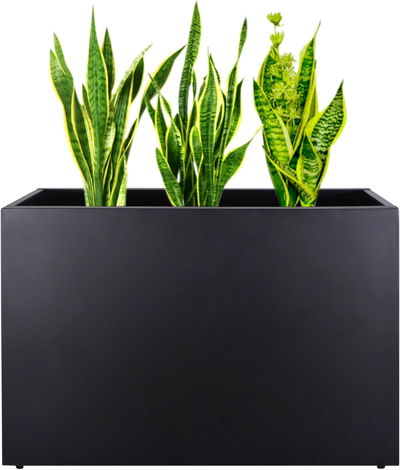 Metal Planter Box Rectangular Planter, 15.7" Lx 9.8" Wx 11.8" H Black Small Planters with Drainage Holes, Galvanized Steel Tall Planters for Patio/Porch