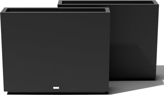 Veradek Block Series Span Plastic Planter - Tall Rectangular Planter for Indoor or Outdoor Patio/Porch | Durable All-Weather with Removable Insert Bucket | Modern Design for Plants, Flowers(2 Pack)