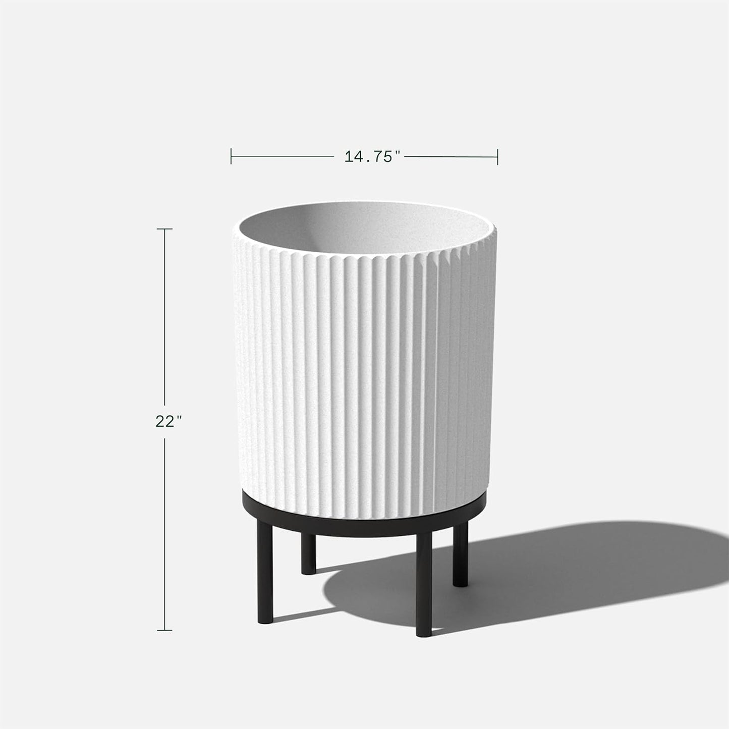 Veradek Demi Series Round Planter w/ Stand for Porch/Patio | Durable Plastic-Concrete & Wooden Stand | Modern Décor for Tall Plants, Flowers