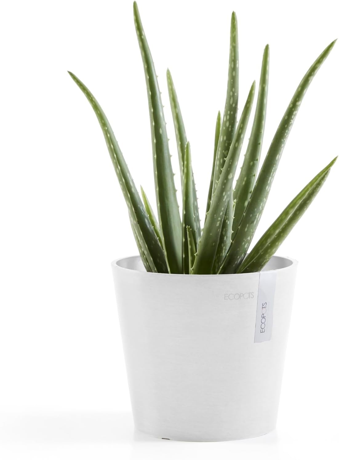 Ecopots Amsterdam Mini Durable Modern Round Recycled-Based Composite Flower Pot Planter, Pure White, 7"