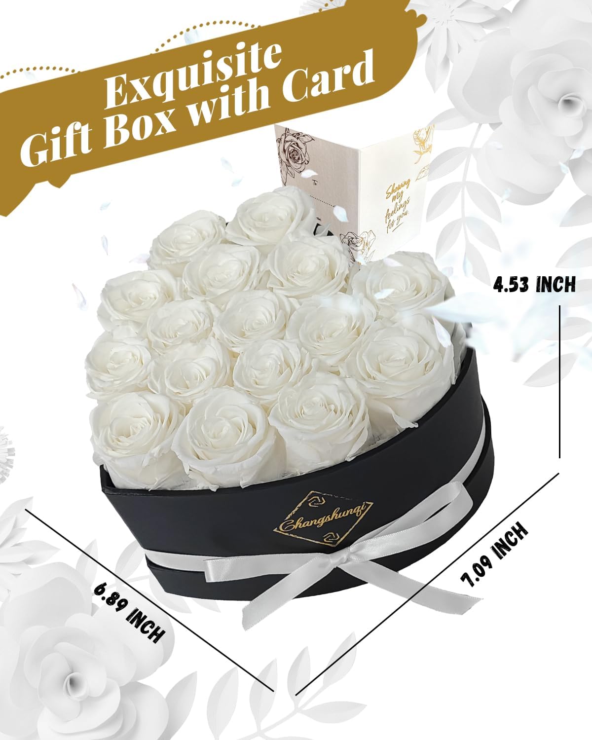 16 Flowers Forever Preserved Roses in Box, Preserved Flowers Womens Birthday Gifts for Women Mothers White Rose Gift for Her Romantic Eternal Rose for Women Mom Friends