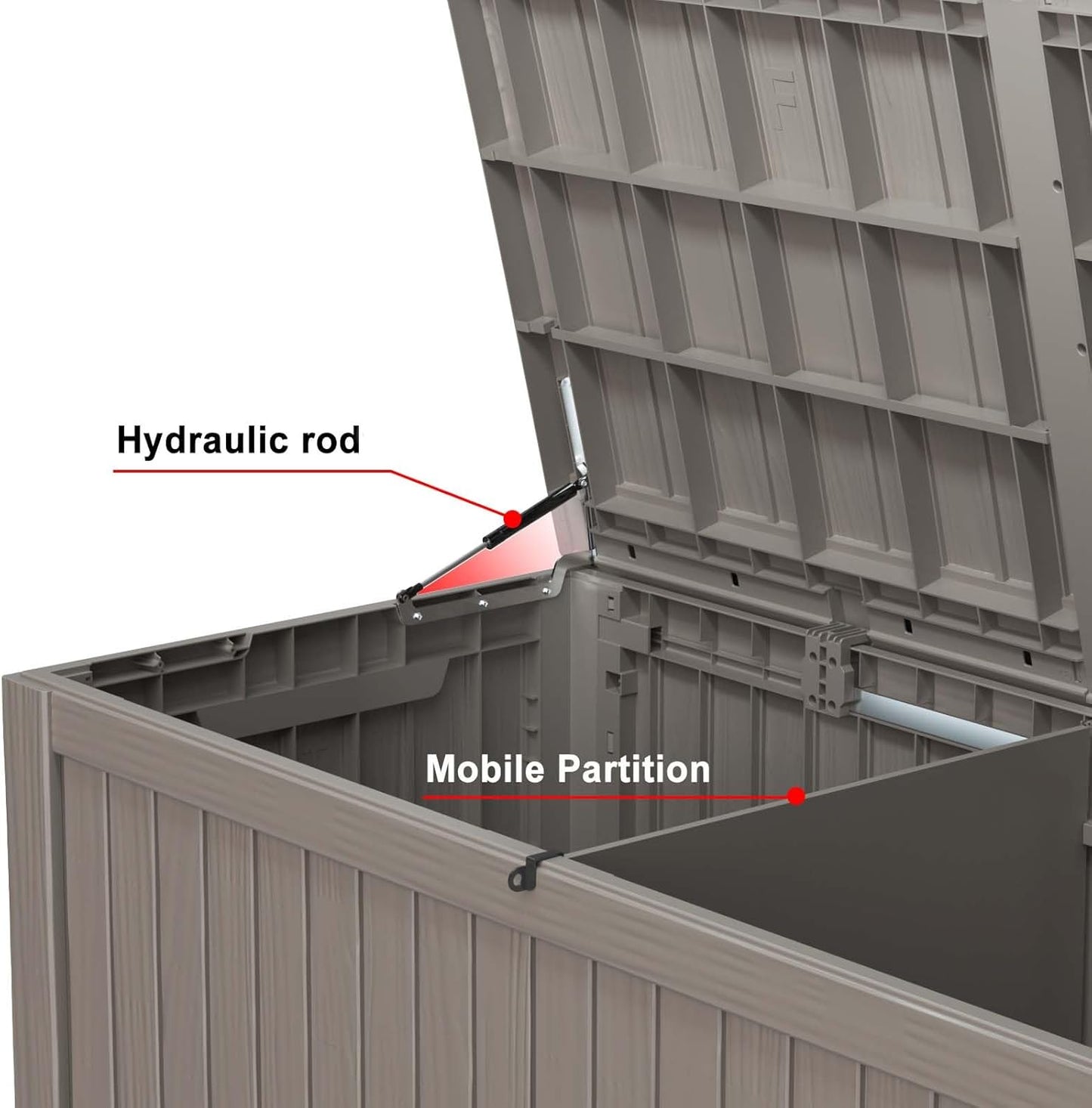 150 Gallon Outdoor Deck Box,Storage Lockable Waterproof Patio Furniture,Garden Tools,Cushions,Pool Accessories Outside Storage Resin Box(Grey)