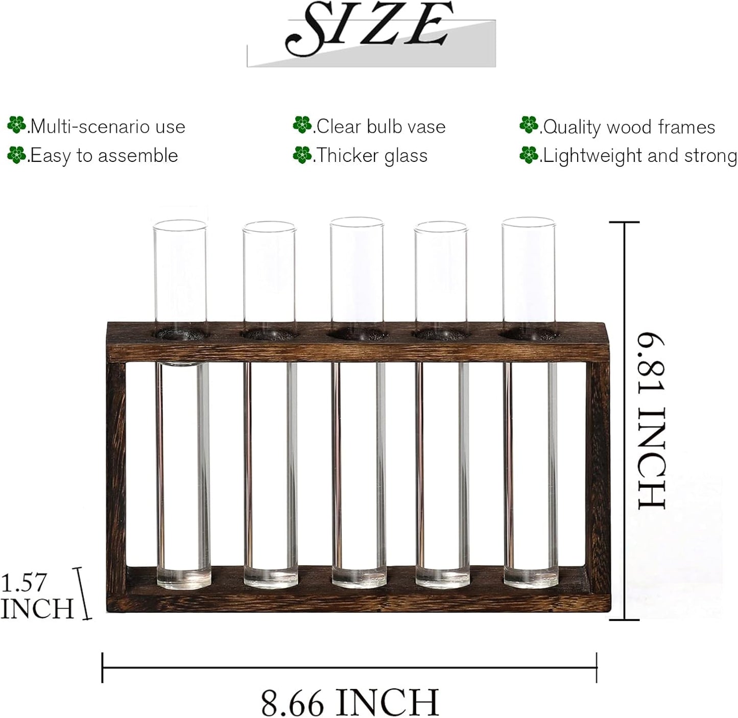 XXXFLOWER Wall Hanging Terrarium Planter with 5 Test Tubes,Wall Planters for Indoor Plants,Plant Lover Gifts for Women Garden Office Decoration