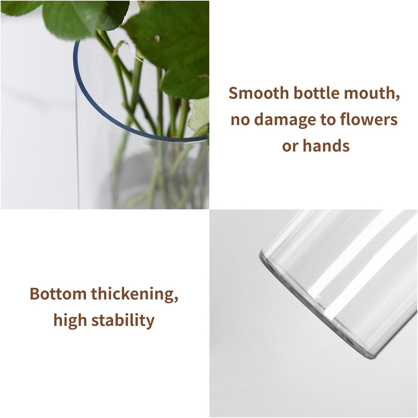 Clear Flower Vase, Non-breakable Vases, 6" W x 12" H, Acrylic Vase, Aesthetic Room Decor Cylindrical Modern Flower Vases for Table Centerpiece, Home Decor, Women Floral Arrangement Gift