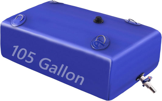 Foldable Portable Water Storage Bladder - 105 Gallon Large Water Tank with 3/4" PVC Spigot and Hose Kit for Camping, Garden, Emergency