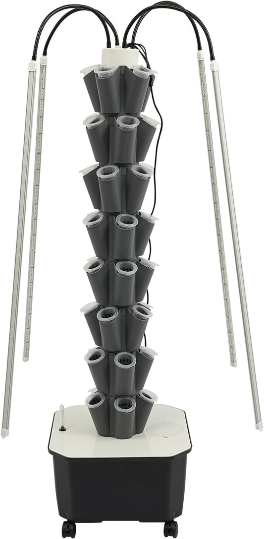 Hydroponic Tower, Vertical Planter Tower, 40 Planting Holes Water Planting Growing System Kit, Hydroponics Growing System Container with LED Grow Light for Herbs, Fruits and Vegetables