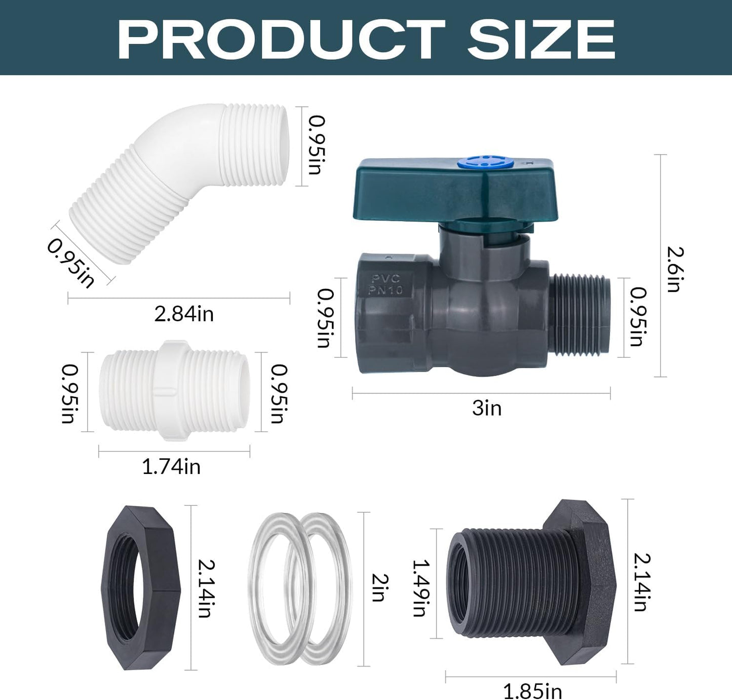 PVC Spigot Rain Barrel Faucet 3/4" PVC Bulkhead Fitting with Rain Barrel Valve＋3/4" Garden Hose Adapter Rain Barrel Spigot Kit with Bulkhead Fitting Adapter for Water Tanks