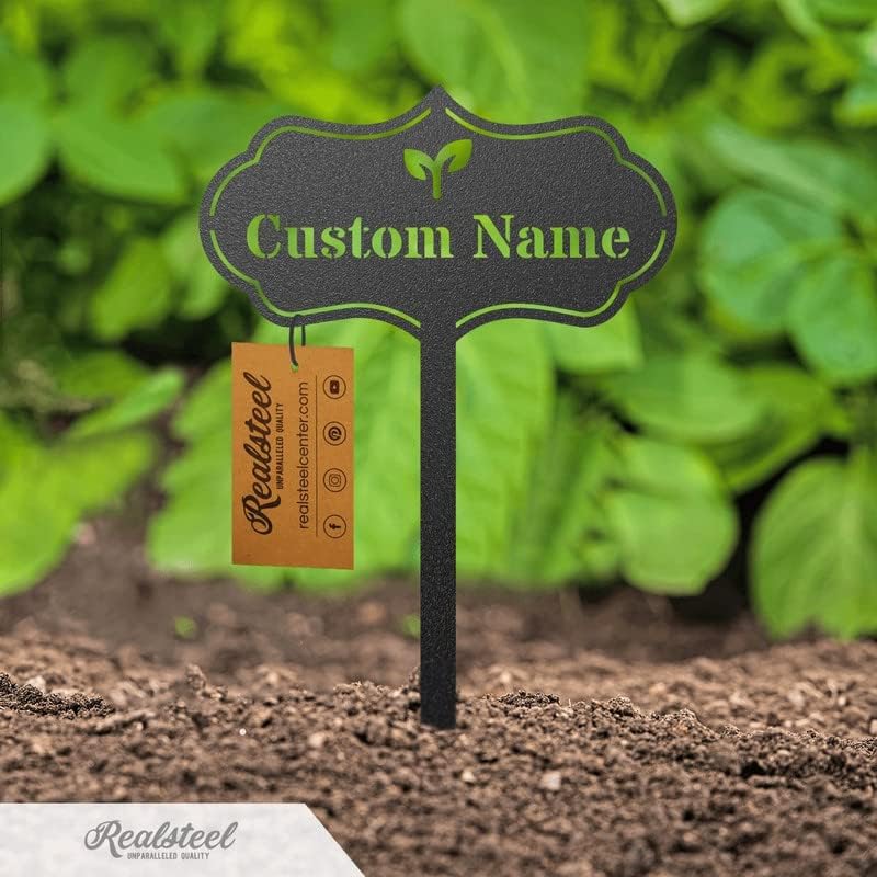 RealSteel – Customizable Seed & Plant Markers - Outdoor Herb Garden Stakes - Elegant Fruit/Vegetable Labels - Steel Plant Tags for Pots - Classy Design for Farmhouse/Greenhouse – Rose Icon