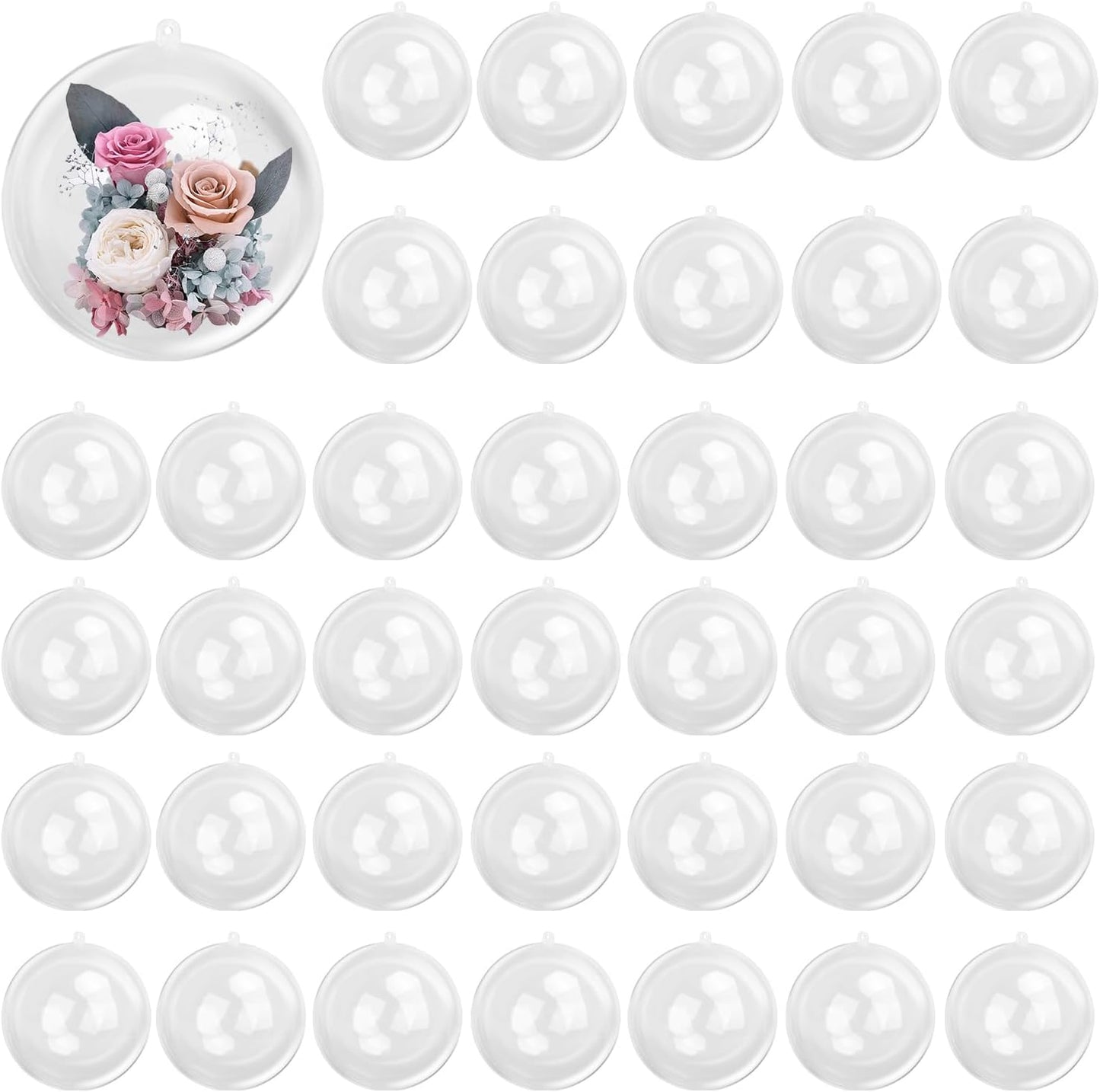 40 Pcs 4 Inch Clear Acrylic Fillable Balls, Christmas DIY Fillable Ornaments Balls, Acrylic Ornaments Ball for Christmas, Holidays, Weddings, Parties, and Home Decor