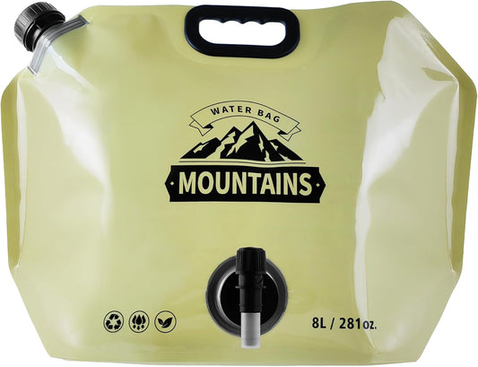 Collapsible 8L Water Storage Bag, BPA-Free Portable Folding Water Jug with Adjustable Faucet, Leakproof Emergency Water Bag for Camping, Hiking, Riding, Outdoor Sport (BEIGE, 1)