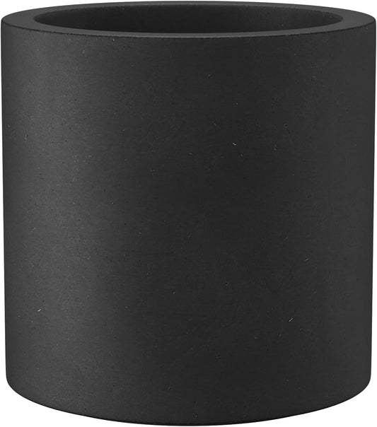 Kante 9.8" Dia Round Concrete Planter, Modern Style Large Cylindrical Plant Pot with Drainage Hole and Rubber Plug for Indoor Outdoor Patio, Burnished Black