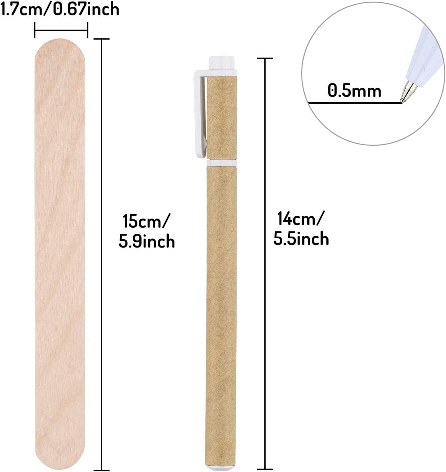 Whaline 200Pcs Wooden Plant Labels Waterproof Round Head Plant Sign Tags Birch Wood Plant Label Eco-Friendly Garden Markers for Seed Potted Herbs Flowers Vegetables with 2 Gel Pen, 15 X 1.7 CM