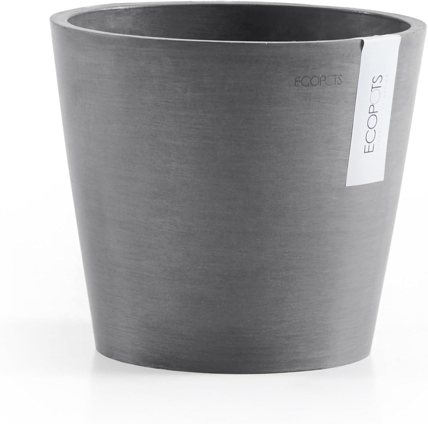 Ecopots Amsterdam Mini Durable Modern Round Recycled-Based Composite Flower Pot Planter, Grey, 4"