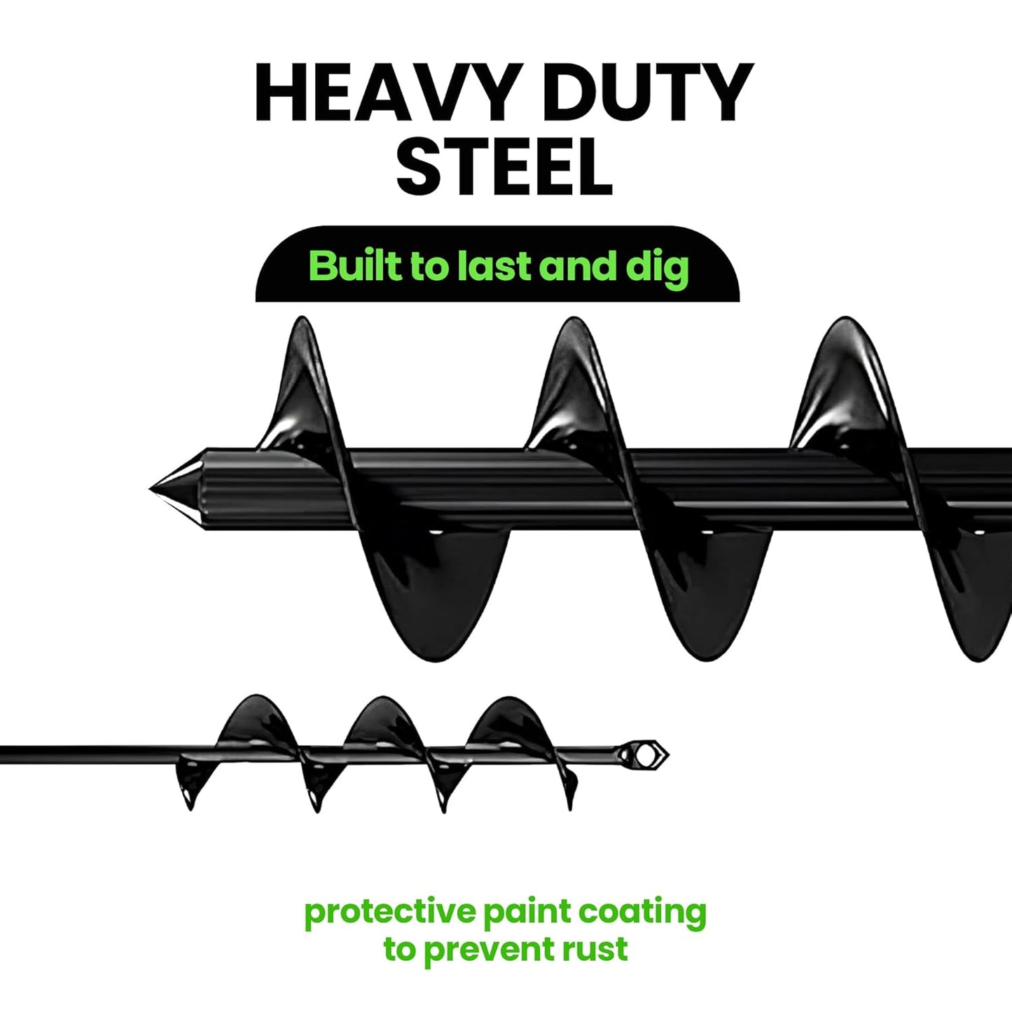 K-Brands Auger Drill Bit for Planting 2 Pack 1.6 x 16 Inch & 3.5 x 16 Inch Set – Garden Spiral Hole and Bulb Planter Tool for Umbrella Holes - Compatible with 3/8 Inch Hex Drive