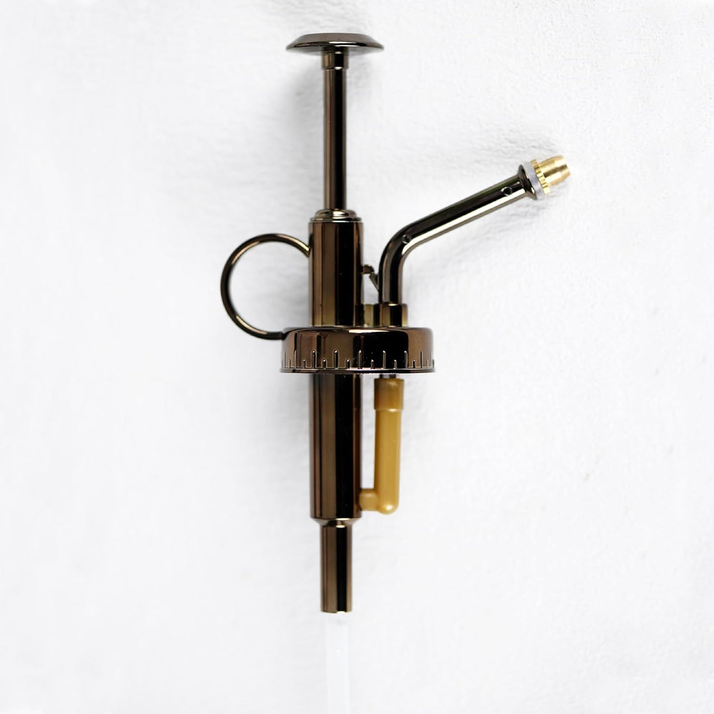 11.8 Ounce Glass Plant Spray Bottle, Glass Leaf Print One Handed Watering Can with Antique Brass Plastic One Handed Top Pump, 7.6 Inch Tall Indoor and Outdoor Plant Small Spray Bottle (Green)