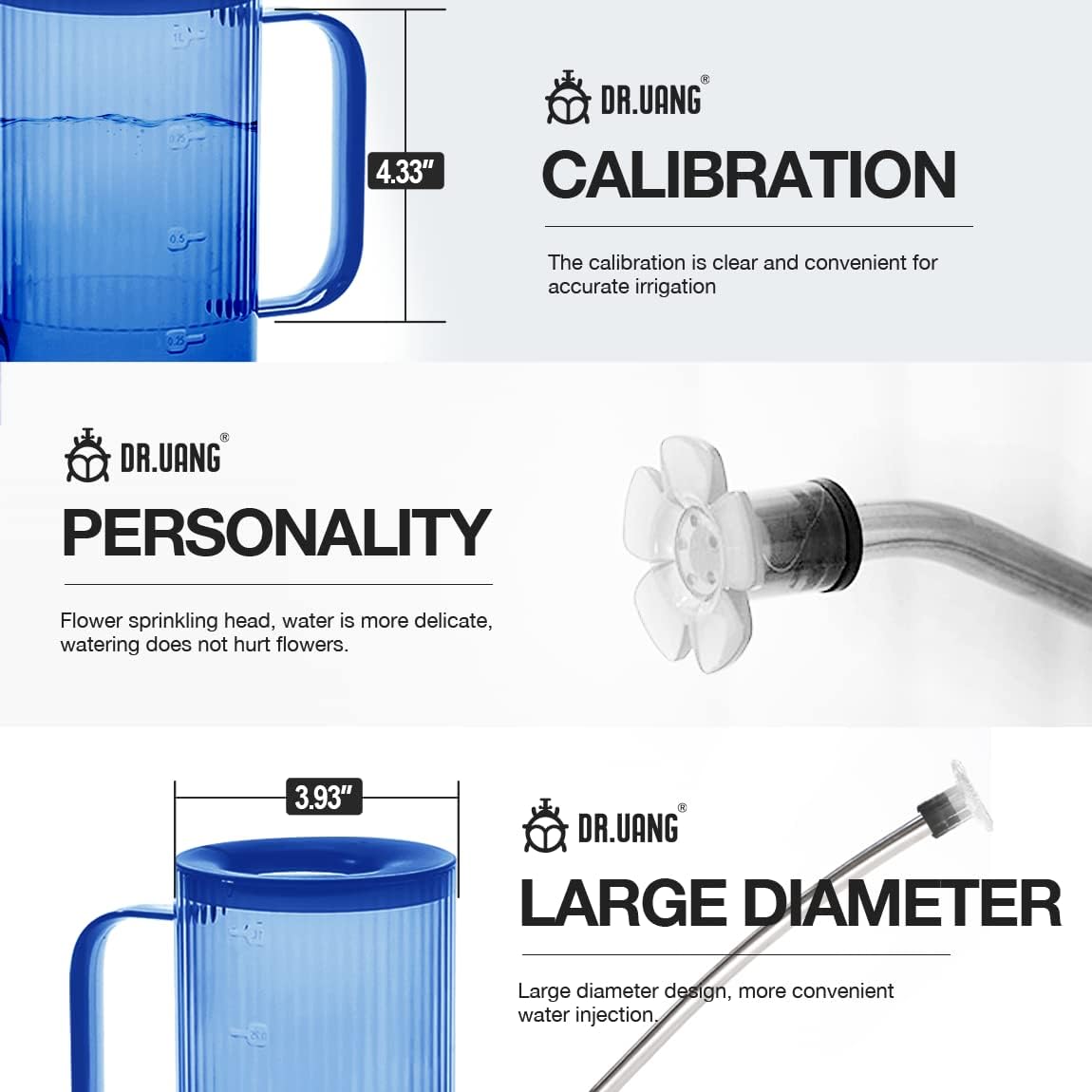 Small Watering Can Indoor Plants with Long Spout (1L, Blue)