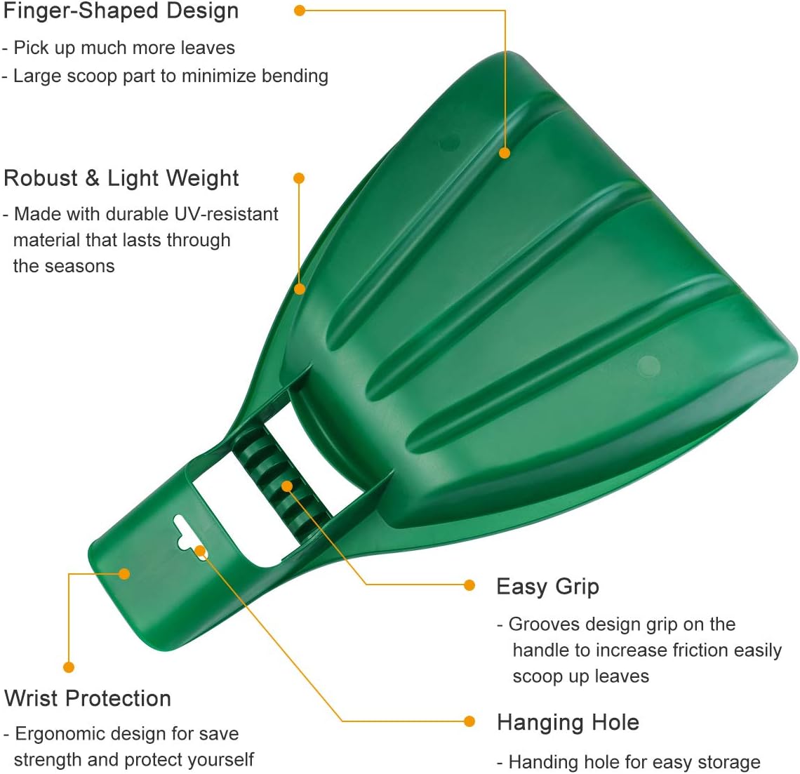Eastrans Large Leaf Scoops and Hand Rake Claw, Ergonomic Hand Held Garden Rake Grabbers for Picking up Leaves,Grass Clippings and Lawn Debris