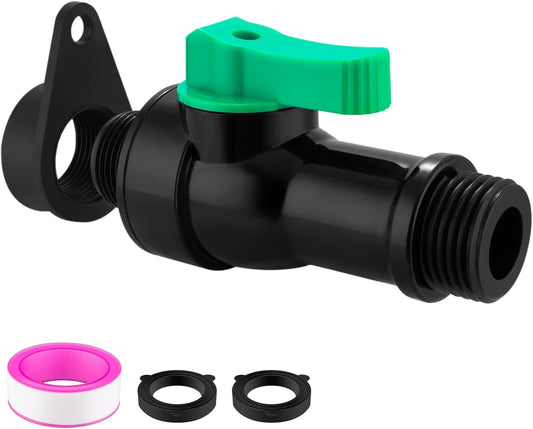 Rain Barrel Spigot Kit with High Flow Valve No Inside Access Needed,External Installation,Straight Head 3/4" NPT to 3/4" GHT Faucet for Plastic WaterTanks,Buckets,Rainwater Drums & Downspout Collector