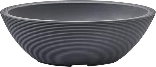 Crescent Garden Delano Oval Planter Bowl, Succulent Garden, Unique Indoor/Outdoor Double-Walled Plant Bowl with Plug- Oval Shape - 30" L x 21" W x 10" H (Slate)