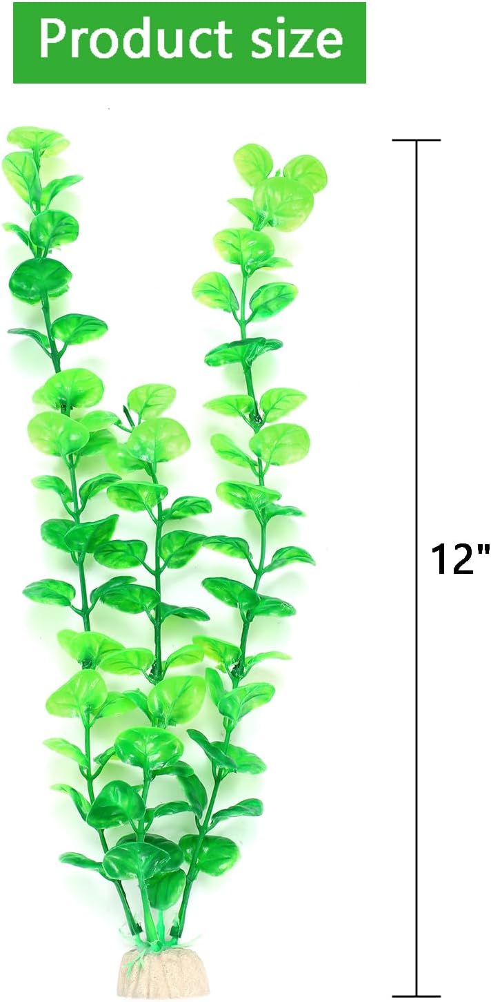 AQUANEAT Fish Tank Artificial Plants, Aquarium Plants Plastic, 12Inch Tall Green Decorations,10packs