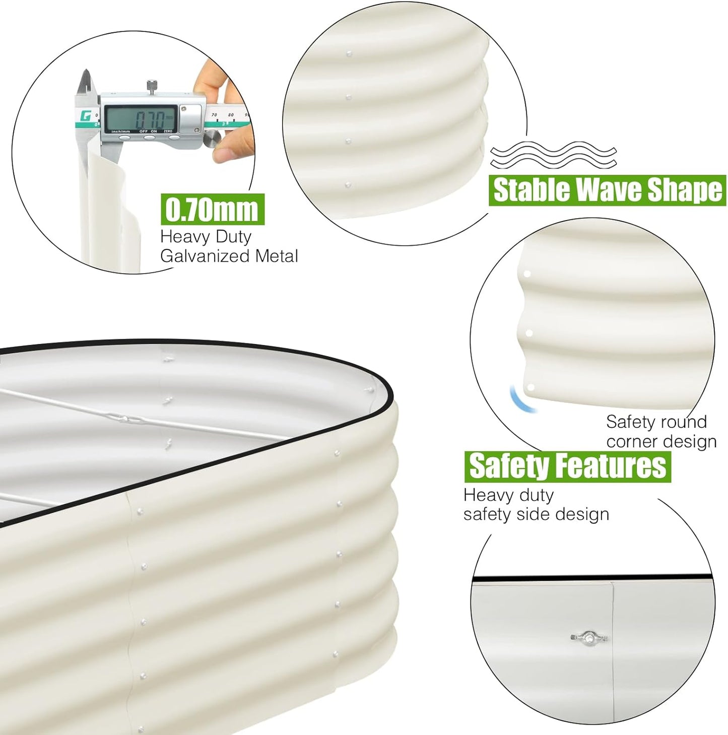 SnugNiture Galvanized Raised Garden Bed, 8x4x1.5ft Oval Metal Planter Box for Planting Outdoor Plants Vegetables