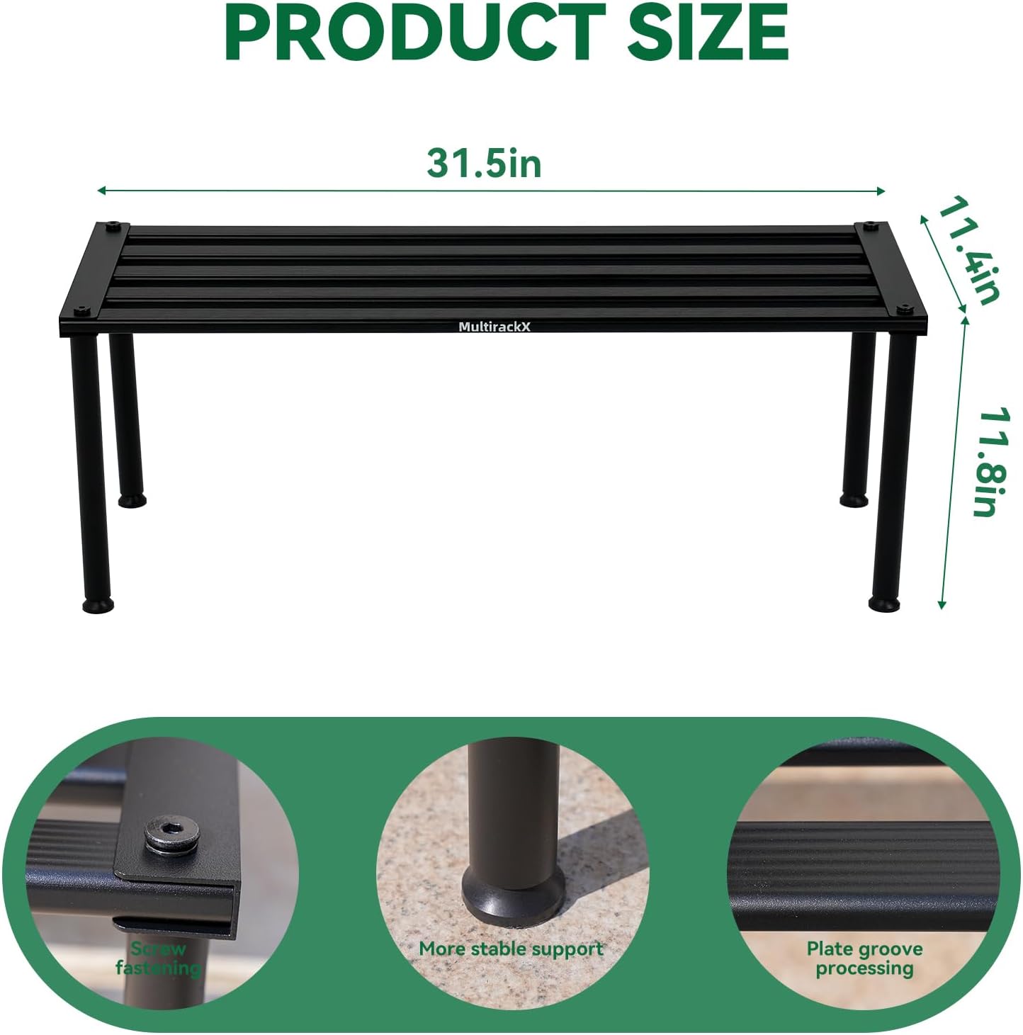 Metal Plant Stand, Rust-proof Aluminum Display Rack, Plants Display Stands Decoration Racks for Living Room Garden Balcony Patio (Black, 31.5Inch Tall)