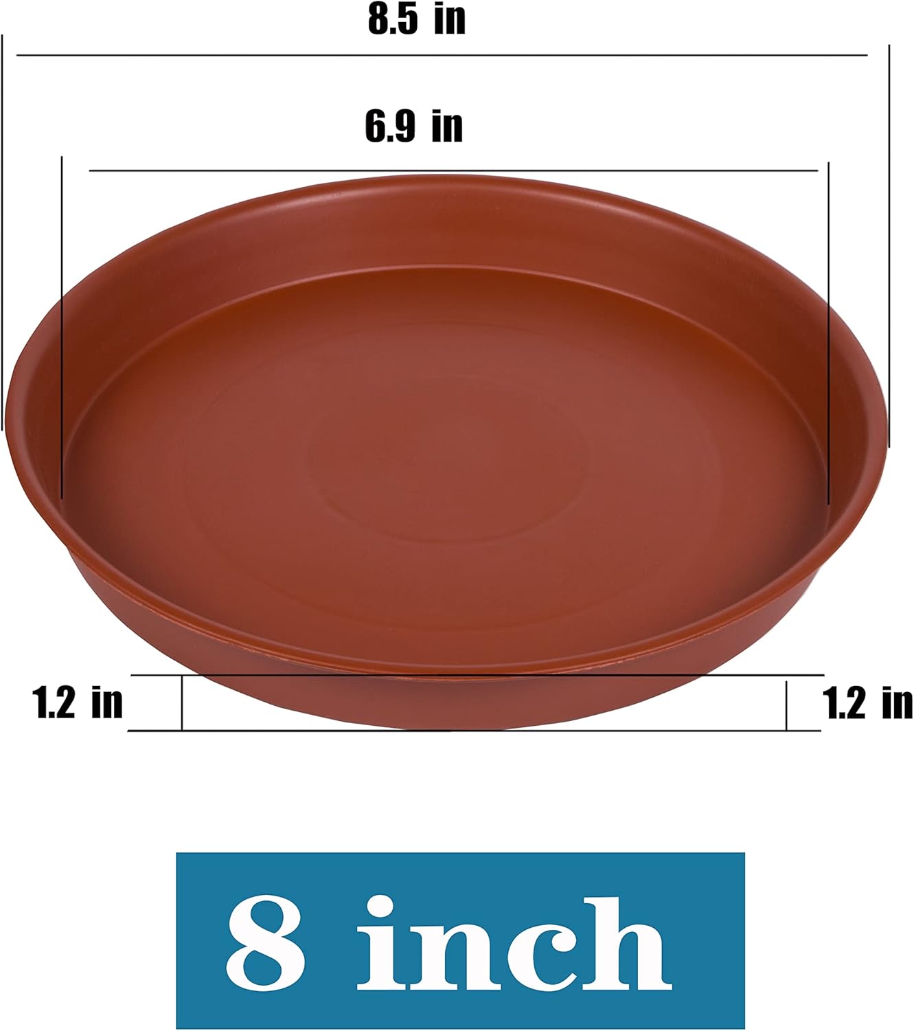 2 Pack of 8 inch Plant Saucer, Bird Bath Bowl 8 inch, Plant Dishes Saucer, Flower Plant Water Trays for Indoors, Plate for Planter 7-9" (8 inch, Terracotta)