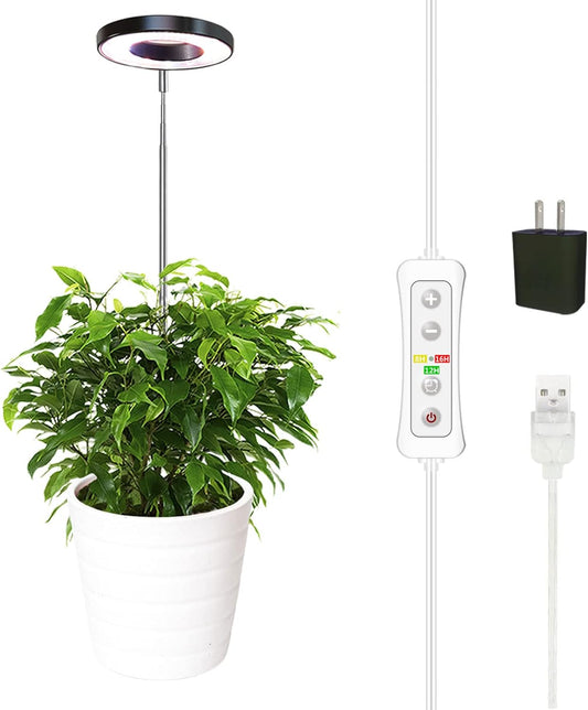 yadoker Plant Grow Light, LED Growing Light Full Spectrum for Indoor Plants,Height Adjustable, Automatic Timer, 5V Low Safe Voltage,Idea for Small Plant Light