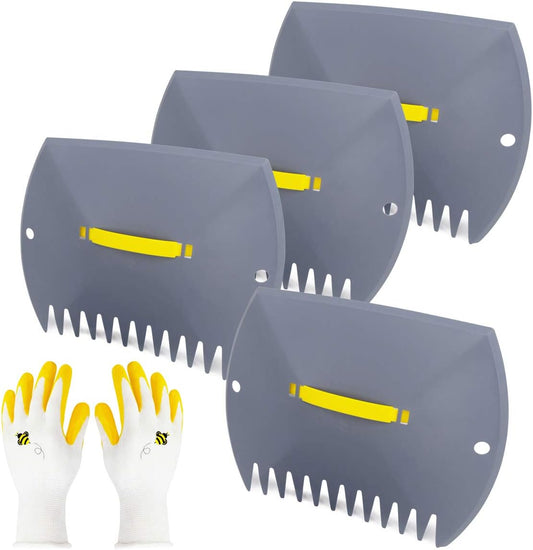 JARDINEER 2 Pair Leaf Grabbers Lightweight for Lawn Yard, Garden Leaf Collector Plastic, Hand Leaf Picker Upper with Handles for Picking Up Leaves, Twigs or Debris