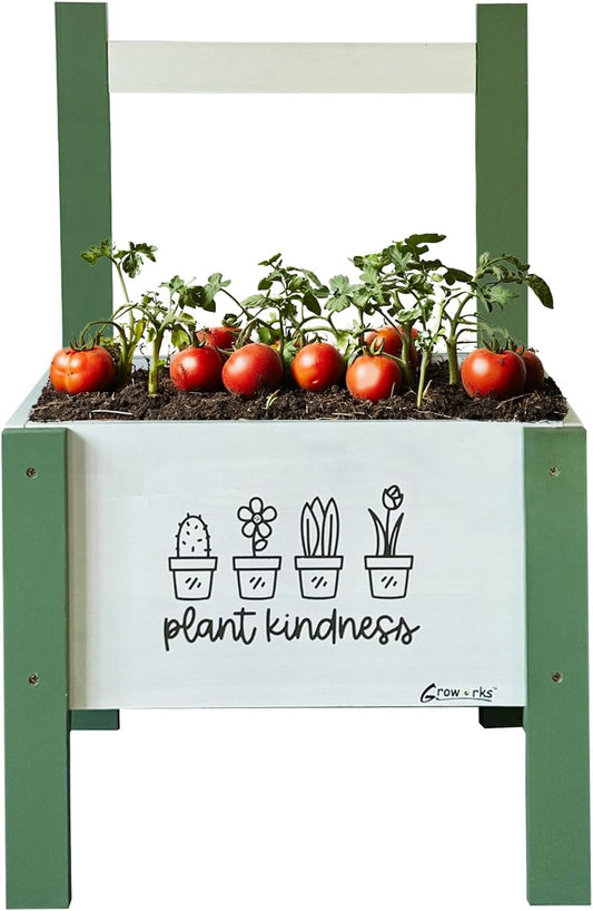 Raised Garden Bed with Trellis Elevated Planter Box with Legs, Drainage Holes for Outdoor Garden, Patio, Natural Wood 17.7”L x 16.1”W x27.6”H(Green)