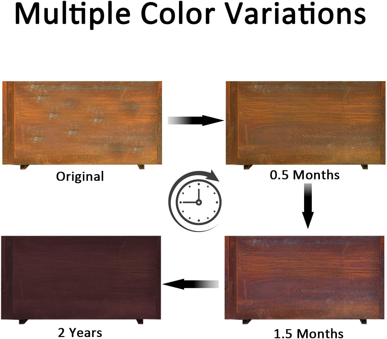 Corten Steel Planter w/Rust Patina Finish, Perfect for patios, terraces, and Commercial or Residential Settings, Cube Planter, 40in x 20in x 20in Outdoor Box beautifies Flowers, Trees, shrubs