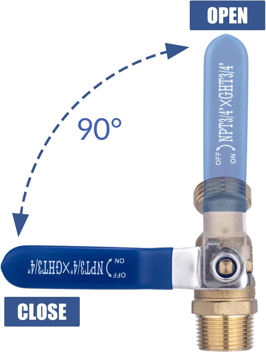 Brass Water Container Rain Barrel Spigot Kit Lead-Free Spigot Kit 55 Gallon Water Tank Ball Valve,3/4"Inlet to 3/4"GHT Male Thread Outlet Suitable for Garden Hose Thread Connection