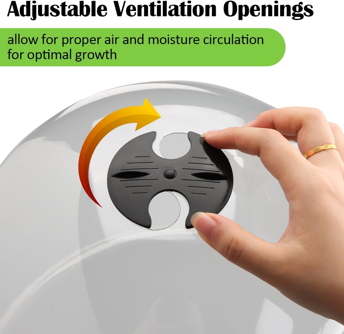 13 Inch Humidity Domes Garden Cloches for Plant Protection, Protectors from Animals, Garden Clear Plant Cover with Ventilation Holes 5 Pack