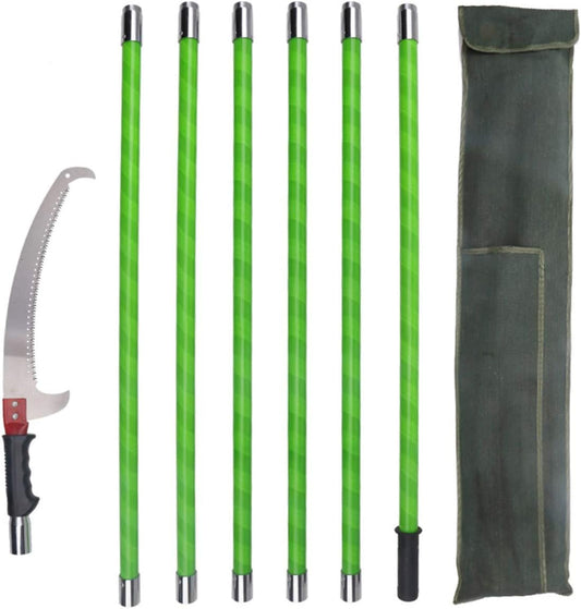 Manual Pole Saw 26 Foot Extendable with 2-Foot Saw Blade, 23.23 inch Mn Steel Tree Saw Tree Pole Pruner for Pruning and Trimming Branches and Leaves