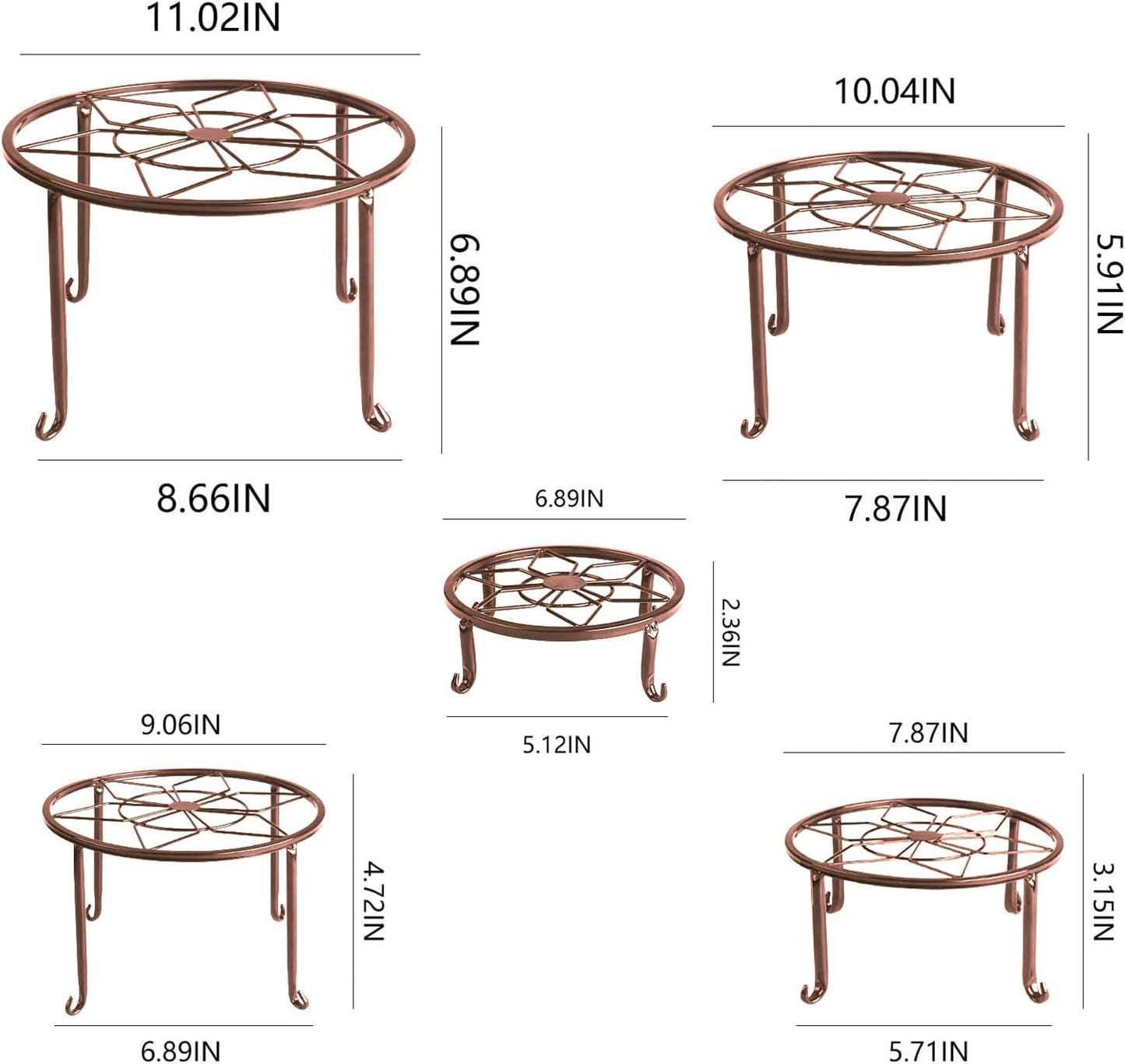 5 Pack Metal Plant Stands for Multiple Plant,Heavy Duty Flower Pot Stands for Outdoor Indoor Plants,Rustproof Iron Round Pot Shelf for Planter