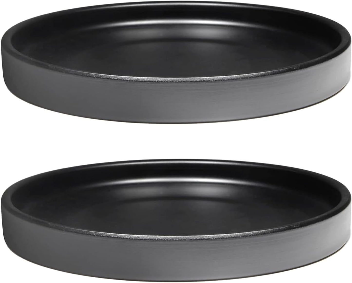 2 Pack Ceramic Plant Saucer Pot Tray 7 Inch, Planter Saucers 4 5 6 7 8 9 10 11 12 13 Inch for Indoors Outdoor, Durable Sturdy Flower Drainage drip Water Tray for Glazed Pots Base (7 Inch-Black)