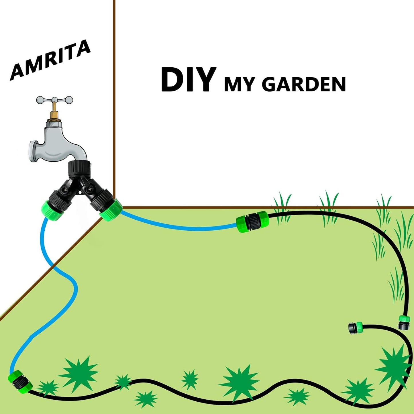 AMRITA Fittings for 1/2" Soaker Hose and Garden Hose, Female Connector& Male Connector &Valves & Straight Connectors.(Fittings)