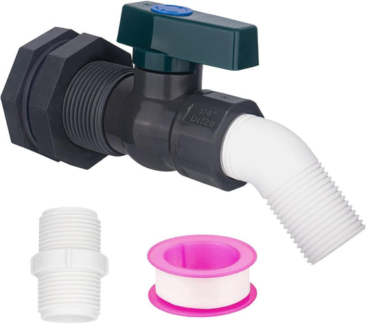 PVC Spigot Rain Barrel Faucet 3/4" PVC Bulkhead Fitting with Rain Barrel Valve＋3/4" Garden Hose Adapter Rain Barrel Spigot Kit with Bulkhead Fitting Adapter for Water Tanks