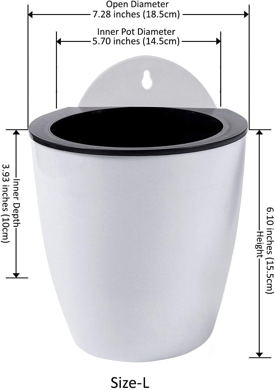 ShoppeWatch Wall Planters for Indoor Plants 7 Pack | Hanging Planters Large 7 Inch with Hooks | Wall Pots for Plants | 7.28 x 6.1 inches - PL35