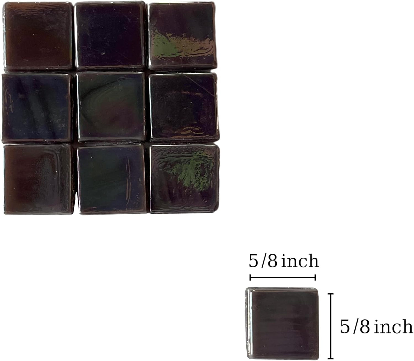 SMEIINIK 1.1lb/500g Square Mosaic Tiles for Crafts Bulk,Glass Tiles for Art Mosaic Projects, Iridescent Stained Glass Pieces for Mosaic Works (WJ46-7)