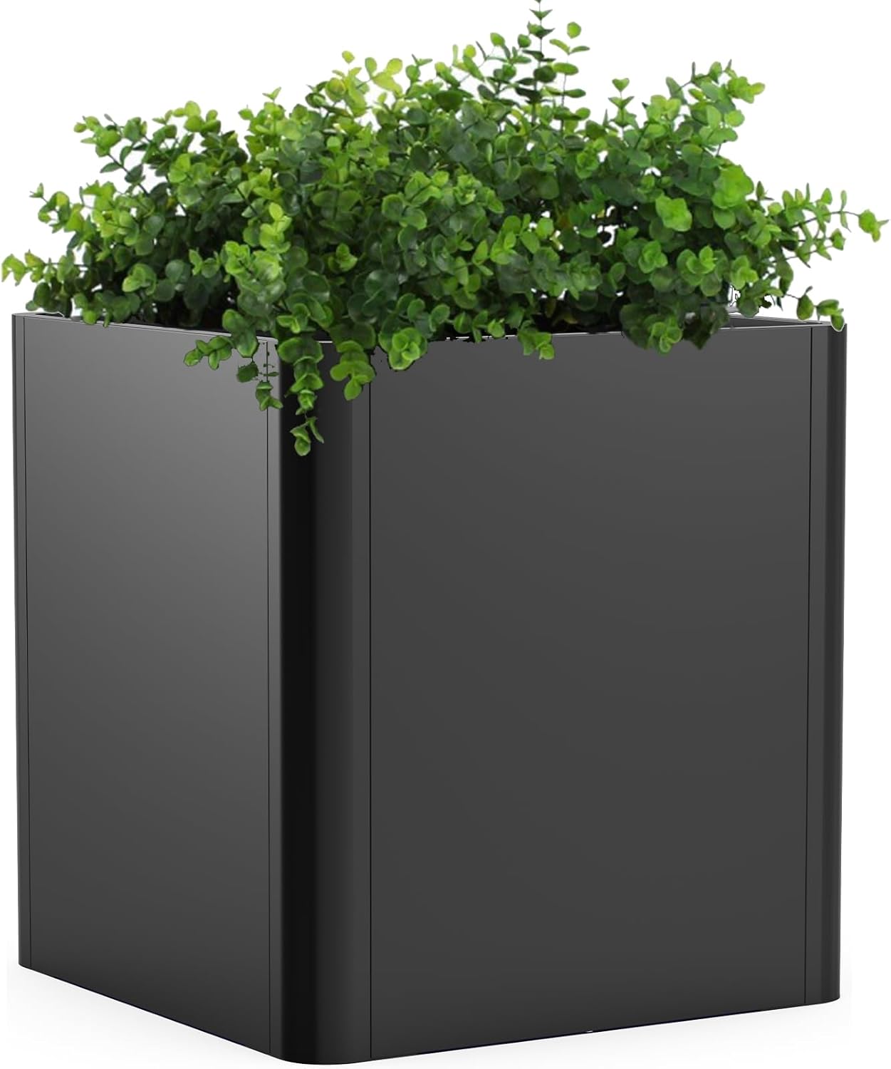 Metal Square Planter Box, Galvanized Steel Planters for Outdoor Plants, 20"x 20"x 21" Black Large Outdoor Planters with Drainage Hole for Porch/Patio/Garden