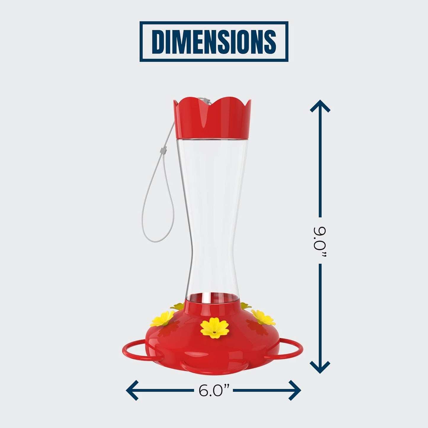 MEKKAPRO Outdoor Hummingbird Feeder Made from Glass, Humming Bird Feeders for Outdoors Hanging Ant and Bee Proof with 5 Nectar Feeding Stations, Bright Red, Backyard Feeder (10 Ounces)