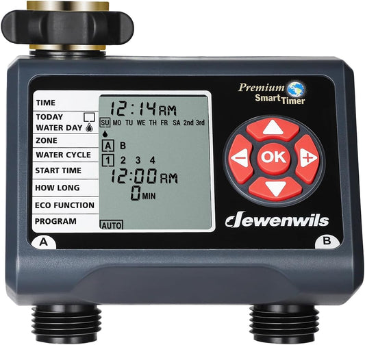 DEWENWILS Sprinkler Timer 2 Zone, Water Timer for Garden Hose, Programmable Hose Timer Faucet Watering with Automatic/Rain Delay/Manual Mode, Outdoor Irrigation Controller for Lawn, Yard